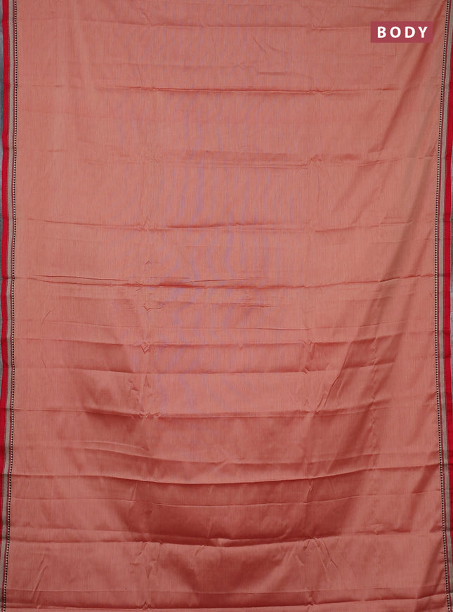 Narayanpet cotton saree rust shade and maroon with plain body and small thread woven border