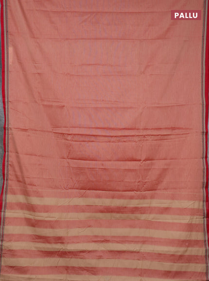 Narayanpet cotton saree rust shade and maroon with plain body and small thread woven border