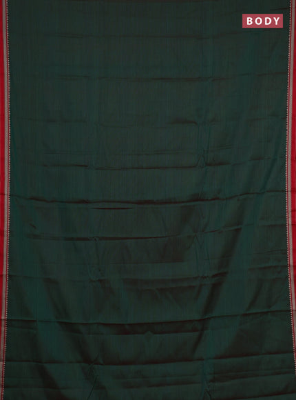 Narayanpet cotton saree green and maroon with plain body and small thread woven border