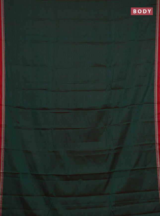Narayanpet cotton saree green and maroon with plain body and small thread woven border