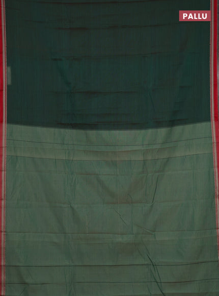 Narayanpet cotton saree green and maroon with plain body and small thread woven border