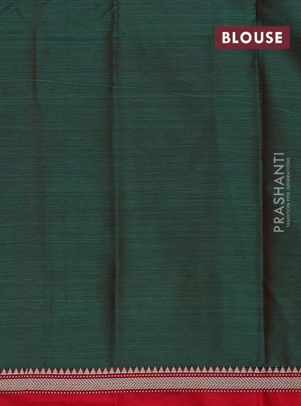 Narayanpet cotton saree green and maroon with plain body and small thread woven border