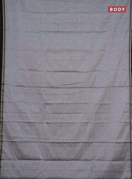 Narayanpet cotton saree grey and black with plain body and small thread woven border