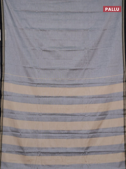 Narayanpet cotton saree grey and black with plain body and small thread woven border