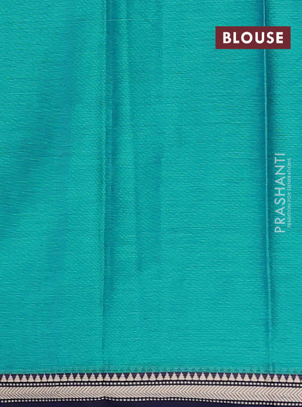 Narayanpet cotton saree teal green and navy blue with plain body and small thread woven border