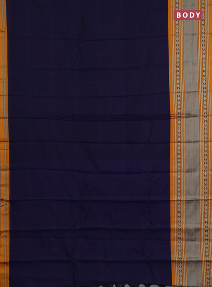 Narayanpet cotton saree jamun shade and mustard yellow with plain body and long thread woven border