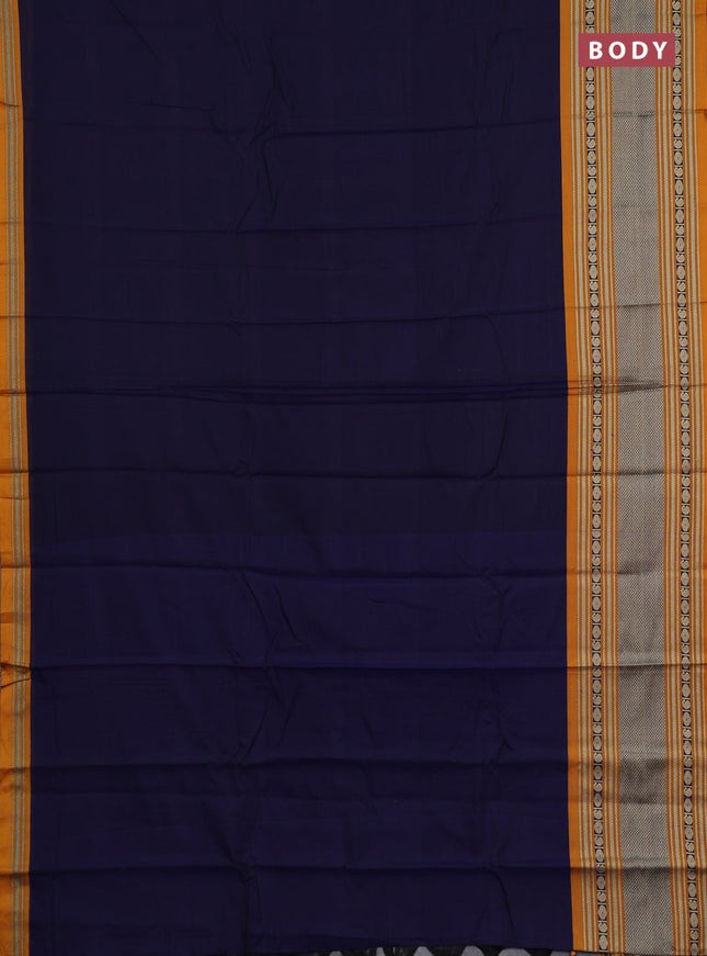 Narayanpet cotton saree jamun shade and mustard yellow with plain body and long thread woven border