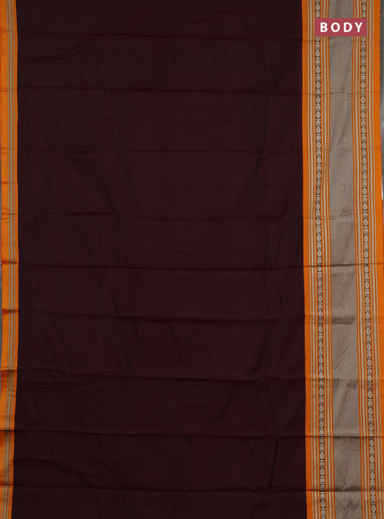 Narayanpet cotton saree deep maroon and mustard yellow with plain body and long thread woven border