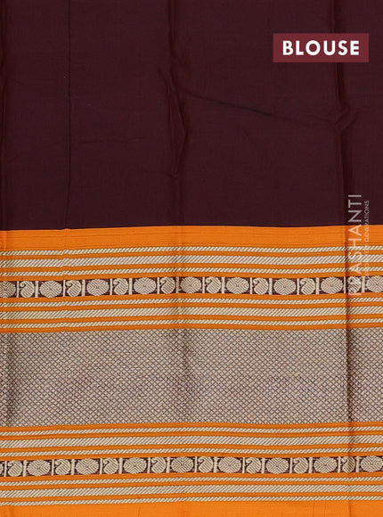 Narayanpet cotton saree deep maroon and mustard yellow with plain body and long thread woven border