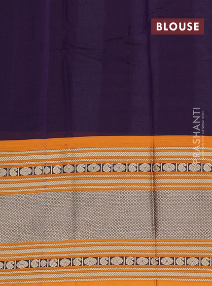 Narayanpet cotton saree deep violet and dark mustard with plain body and long thread woven border