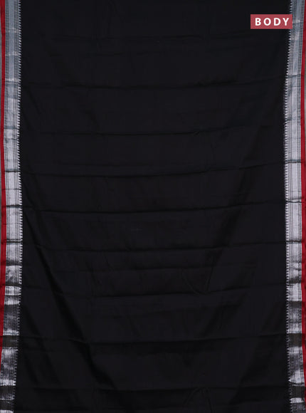 Narayanpet cotton saree black and maroon with plain body and silver zari woven border
