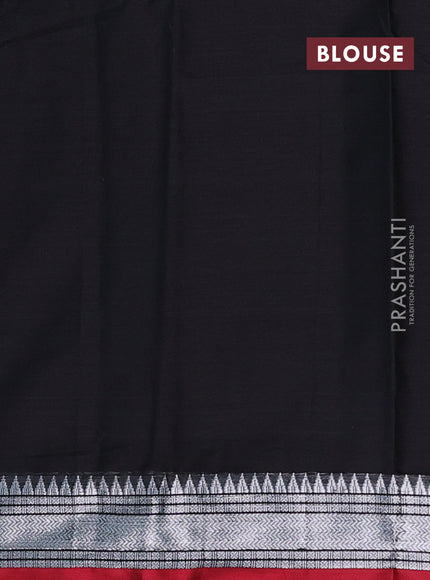 Narayanpet cotton saree black and maroon with plain body and silver zari woven border