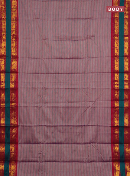 Narayanpet cotton saree dark beige and maroon with plain body and rettapet zari woven border