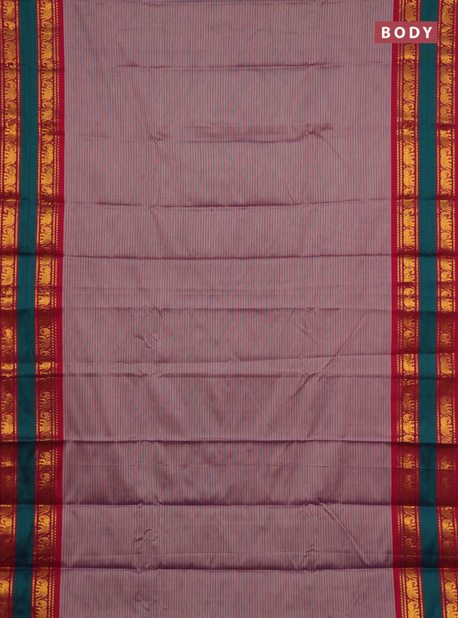 Narayanpet cotton saree dark beige and maroon with plain body and rettapet zari woven border
