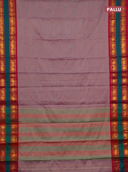 Narayanpet cotton saree dark beige and maroon with plain body and rettapet zari woven border