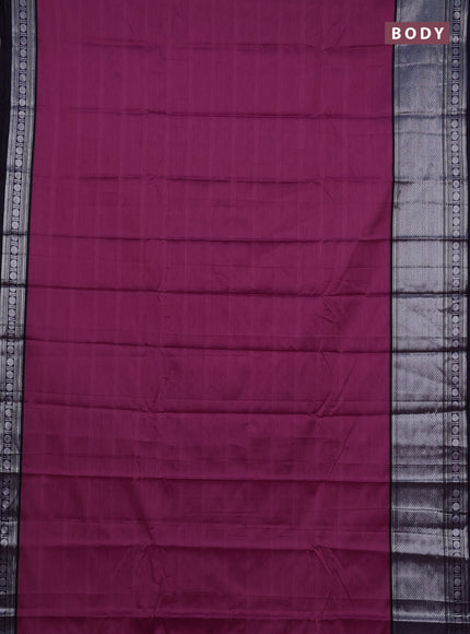 Narayanpet cotton saree pink shade and dark blue with plain body and long silver zari woven border