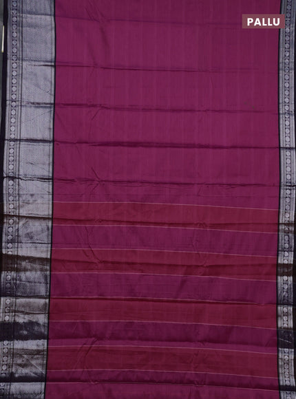 Narayanpet cotton saree pink shade and dark blue with plain body and long silver zari woven border