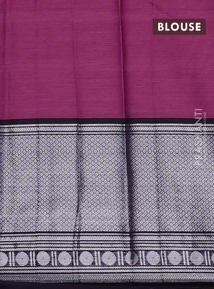Narayanpet cotton saree pink shade and dark blue with plain body and long silver zari woven border