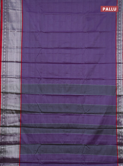 Narayanpet cotton saree pastel violet and maroon with plain body and long silver zari woven border