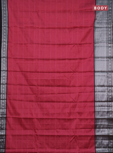 Narayanpet cotton saree pink shade and black with plain body and long silver zari woven border