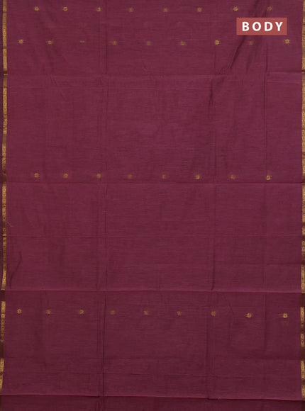 Semi maheswari cotton saree dark onion pink and navy blue with zari woven buttas and small zari woven border