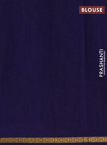 Semi maheswari cotton saree dark onion pink and navy blue with zari woven buttas and small zari woven border