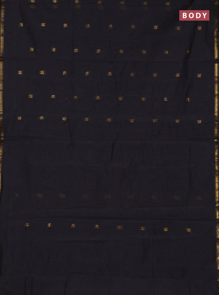 Semi maheswari cotton saree elephant grey and rust with zari woven buttas and small zari woven border