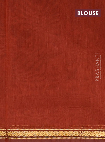 Semi maheswari cotton saree elephant grey and rust with zari woven buttas and small zari woven border