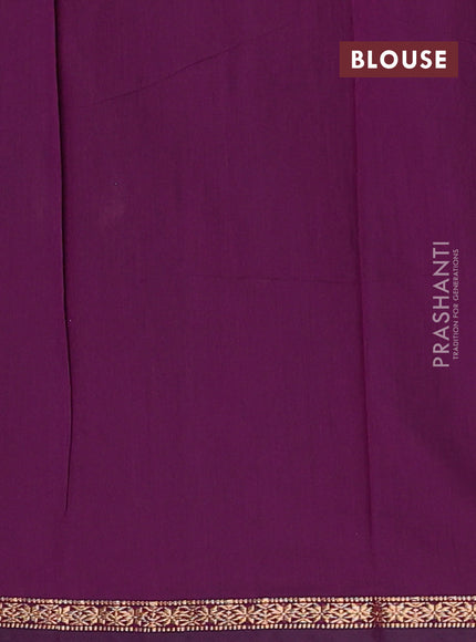 Semi maheswari cotton saree teal green and purple with zari woven buttas and small zari woven border