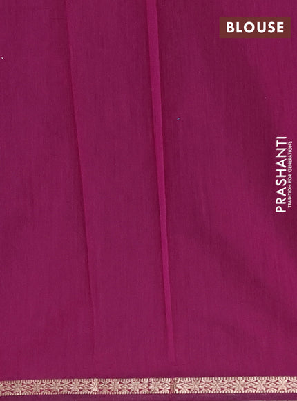 Semi maheswari cotton saree teal green and purple with zari woven buttas and small zari woven border
