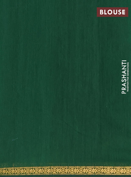 Semi maheswari cotton saree grey and green with zari woven buttas and small zari woven border