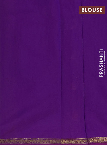 Semi maheswari cotton saree light green and purple with zari woven buttas and small zari woven border