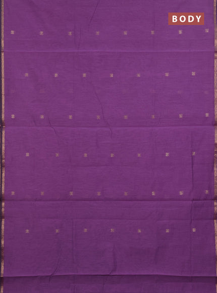 Semi maheswari cotton saree lavender and black with zari woven buttas and small zari woven border