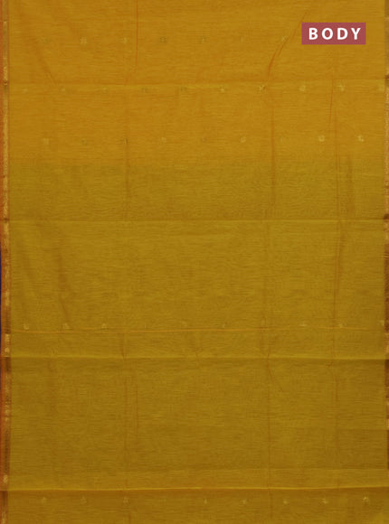 Semi maheswari cotton saree yellow and blue with zari woven buttas and small zari woven border
