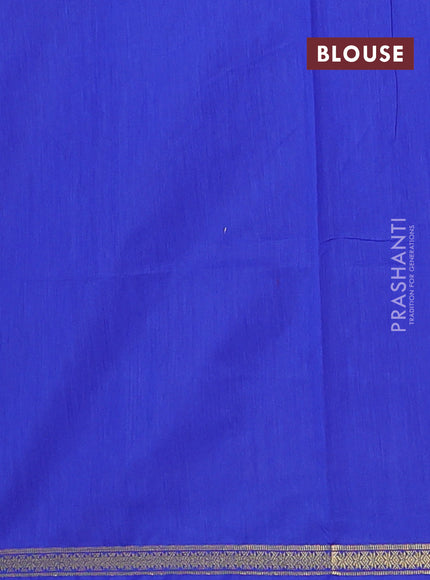 Semi maheswari cotton saree pink and blue with zari woven buttas and small zari woven border