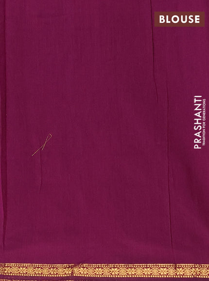 Semi maheswari cotton saree green and purple with zari woven buttas and small zari woven border