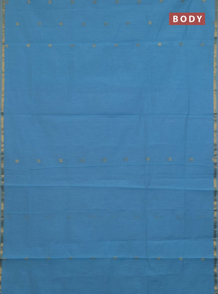 Semi maheswari cotton saree teal blue and light pink with zari woven buttas and small zari woven border