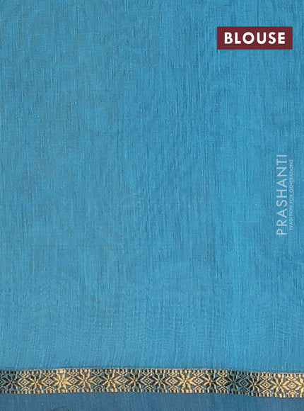 Semi maheswari cotton saree lime green and teal blue with zari woven buttas and small zari woven border