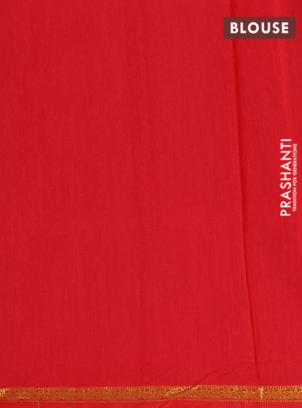 Semi maheswari cotton saree blue and red with zari woven buttas and small zari woven border