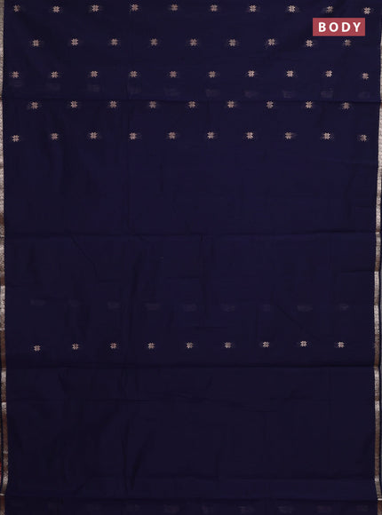 Semi maheswari cotton saree navy blue and magenta pink with zari woven buttas and small zari woven border