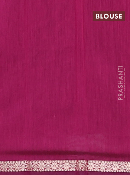 Semi maheswari cotton saree navy blue and magenta pink with zari woven buttas and small zari woven border