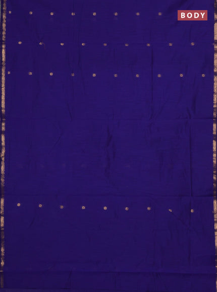 Semi maheswari cotton saree dark blue with zari woven buttas and small zari woven border