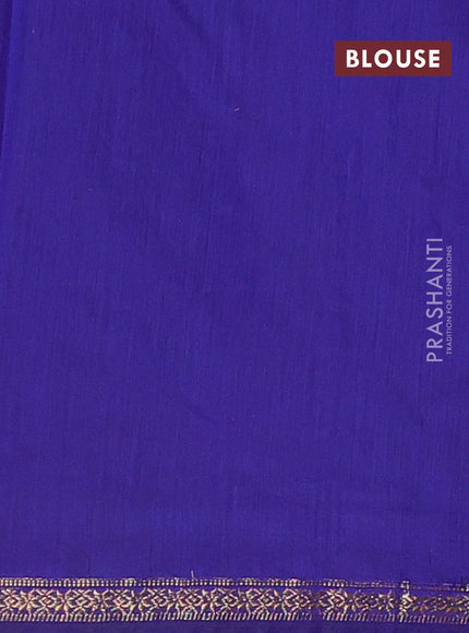 Semi maheswari cotton saree dark blue with zari woven buttas and small zari woven border