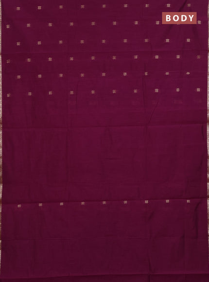 Semi maheswari cotton saree purple and violet with zari woven buttas and small zari woven border