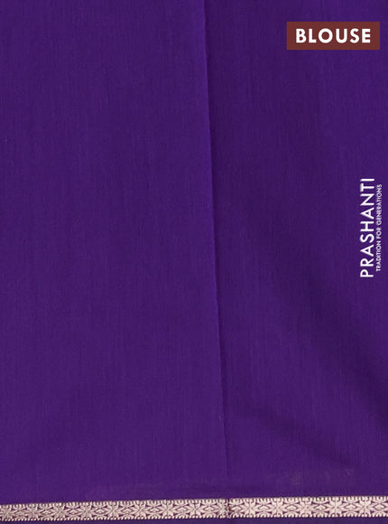 Semi maheswari cotton saree purple and violet with zari woven buttas and small zari woven border