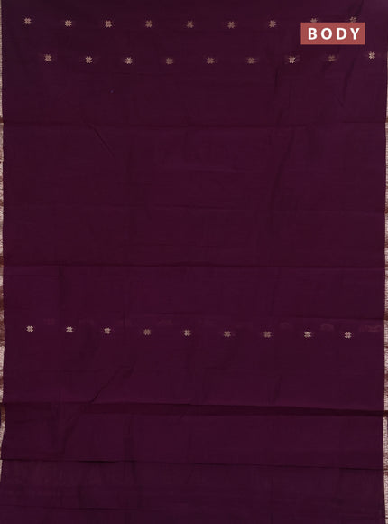 Semi maheswari cotton saree deep purple and blue with zari woven buttas and small zari woven border