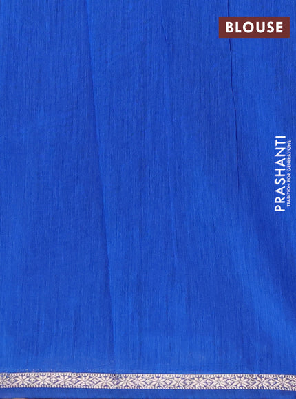 Semi maheswari cotton saree deep purple and blue with zari woven buttas and small zari woven border