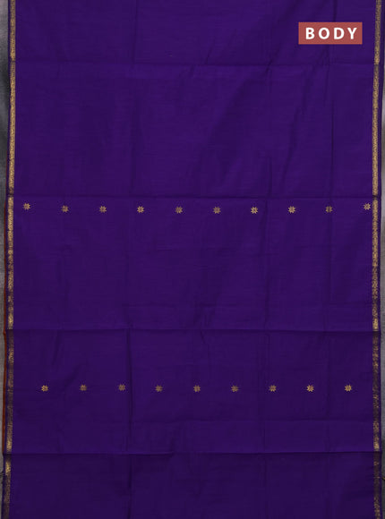 Semi maheswari cotton saree violet and rust shade with zari woven buttas and small zari woven border
