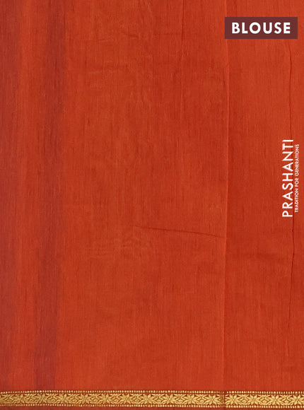 Semi maheswari cotton saree violet and rust shade with zari woven buttas and small zari woven border
