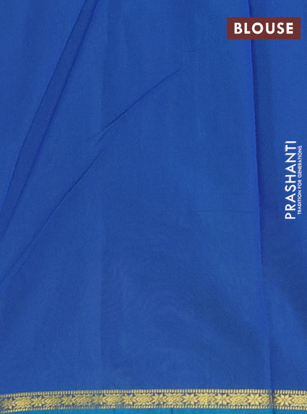 Semi maheswari cotton saree lime green and blue with zari woven buttas and small zari woven border